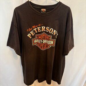 Harley Davidson 'I Got Mine At Peterson's' Motorcycle Biker Graphic Tee Size 2XL